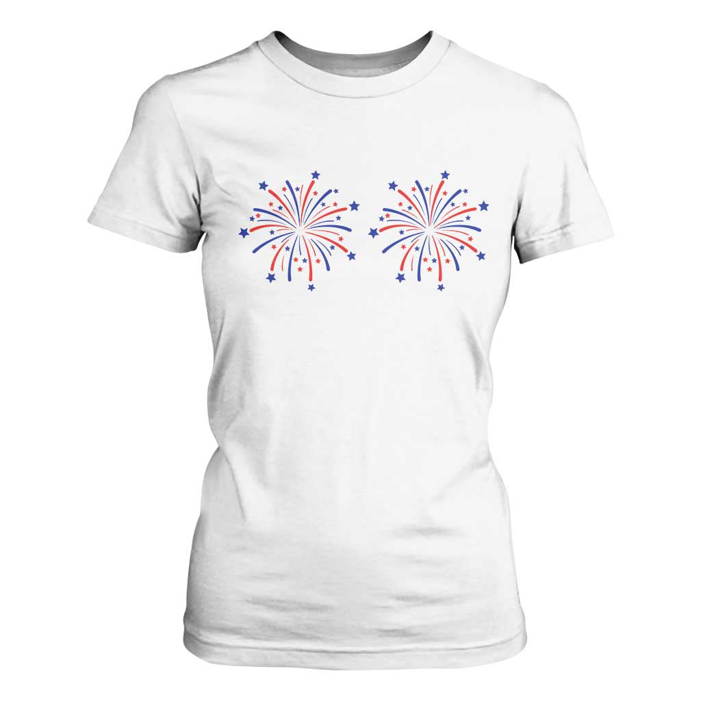 Funny Fireworks 4th of July Adult Humor T Shirt For Women Just Here for The Fireworks