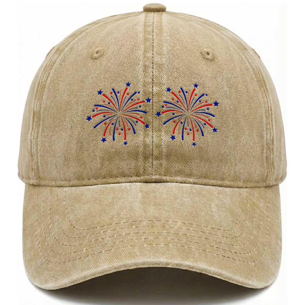 Funny Fireworks 4th of July Adult Humor Washed Cotton Baseball Cap Just Here for The Fireworks