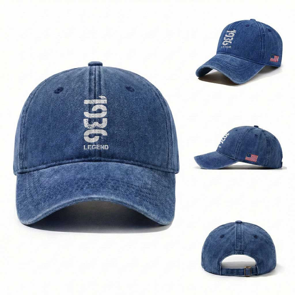 Vintage 1936 Legend Washed Cotton Baseball Cap 90th Birthday Gifts Special Milestone