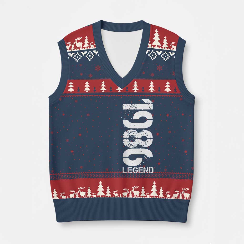 Vintage 1986 Legend V-Neck Knit Sweater Vest 40th Birthday Gifts Special Milestone TS11 Navy Red Print Your Wear