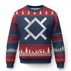 Vintage Northern Cheyenne Tribe Flag Montana Morning Star Symbol Ugly Christmas Sweater TS11 Navy Red Print Your Wear