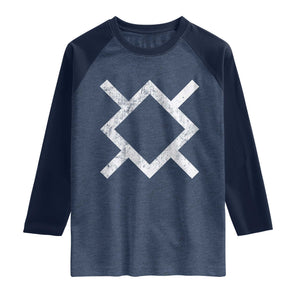 Vintage Northern Cheyenne Tribe Flag Montana Morning Star Symbol Raglan Shirt TS11 Heather Denim Navy Print Your Wear