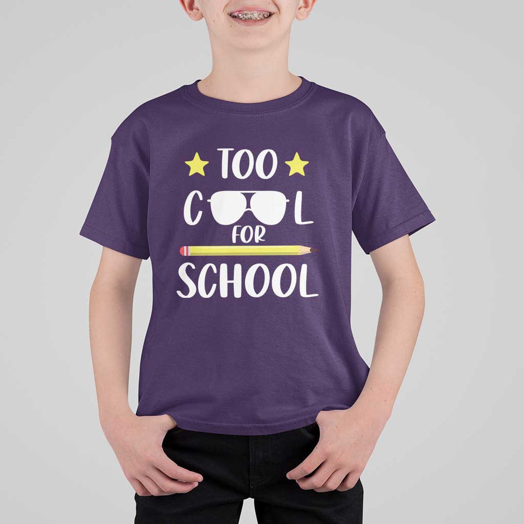 Funny Back To School T Shirt For Kid Too Cool For School Sunglasses TS11 Purple Print Your Wear