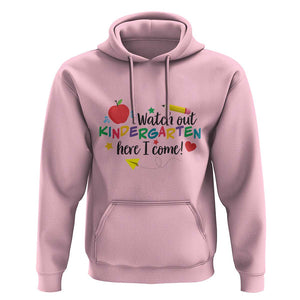 Watch Out Kindergarten Here I Come Hoodie Back To School Clock Apple Pen TS11 Light Pink Print Your Wear