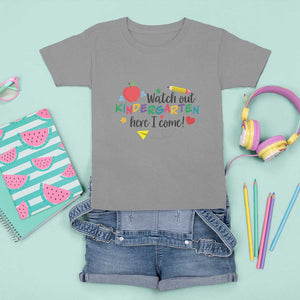 Watch Out Kindergarten Here I Come T Shirt For Kid Back To School Clock Apple Pen TS11 Sport Gray Print Your Wear
