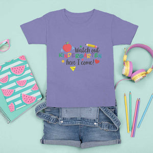 Watch Out Kindergarten Here I Come T Shirt For Kid Back To School Clock Apple Pen TS11 Violet Print Your Wear