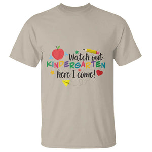 Watch Out Kindergarten Here I Come T Shirt Back To School Clock Apple Pen TS11 Sand Print Your Wear