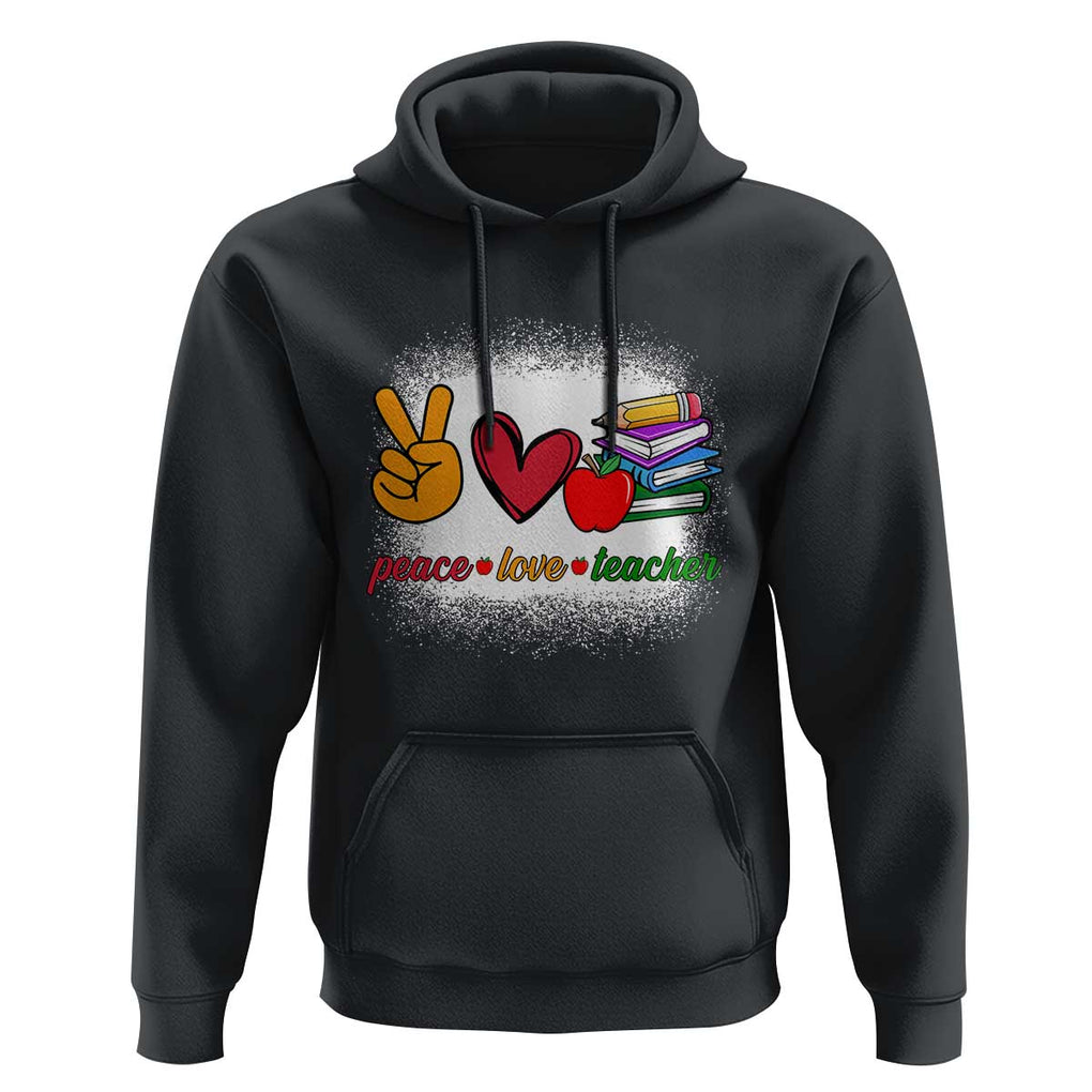 Teacher Hoodie Peace Love Teach Cute Apple Book Pencil TS11 Black Print Your Wear