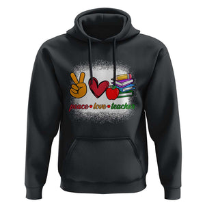 Teacher Hoodie Peace Love Teach Cute Apple Book Pencil TS11 Black Print Your Wear