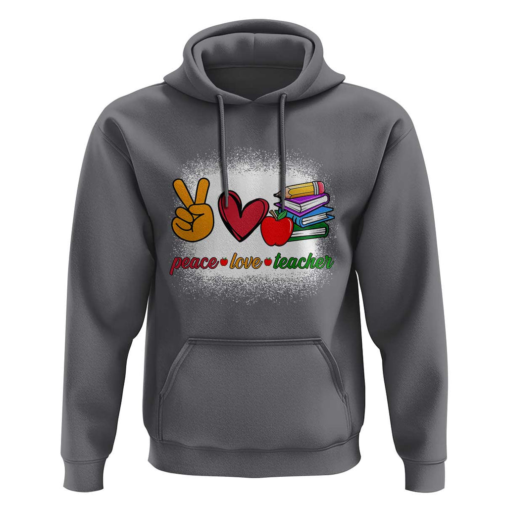 Teacher Hoodie Peace Love Teach Cute Apple Book Pencil TS11 Charcoal Print Your Wear