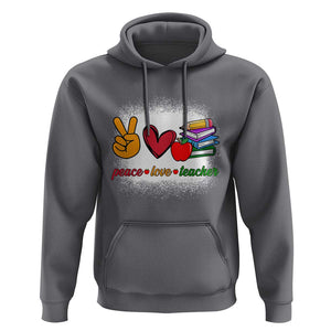 Teacher Hoodie Peace Love Teach Cute Apple Book Pencil TS11 Charcoal Print Your Wear