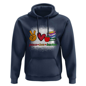 Teacher Hoodie Peace Love Teach Cute Apple Book Pencil TS11 Navy Print Your Wear