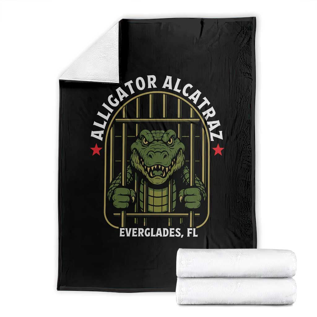 Funny Aligator Alcatraz Everglades Throw Blanket Alligator Prison Alligatraz Meme TS11 Black Print Your Wear