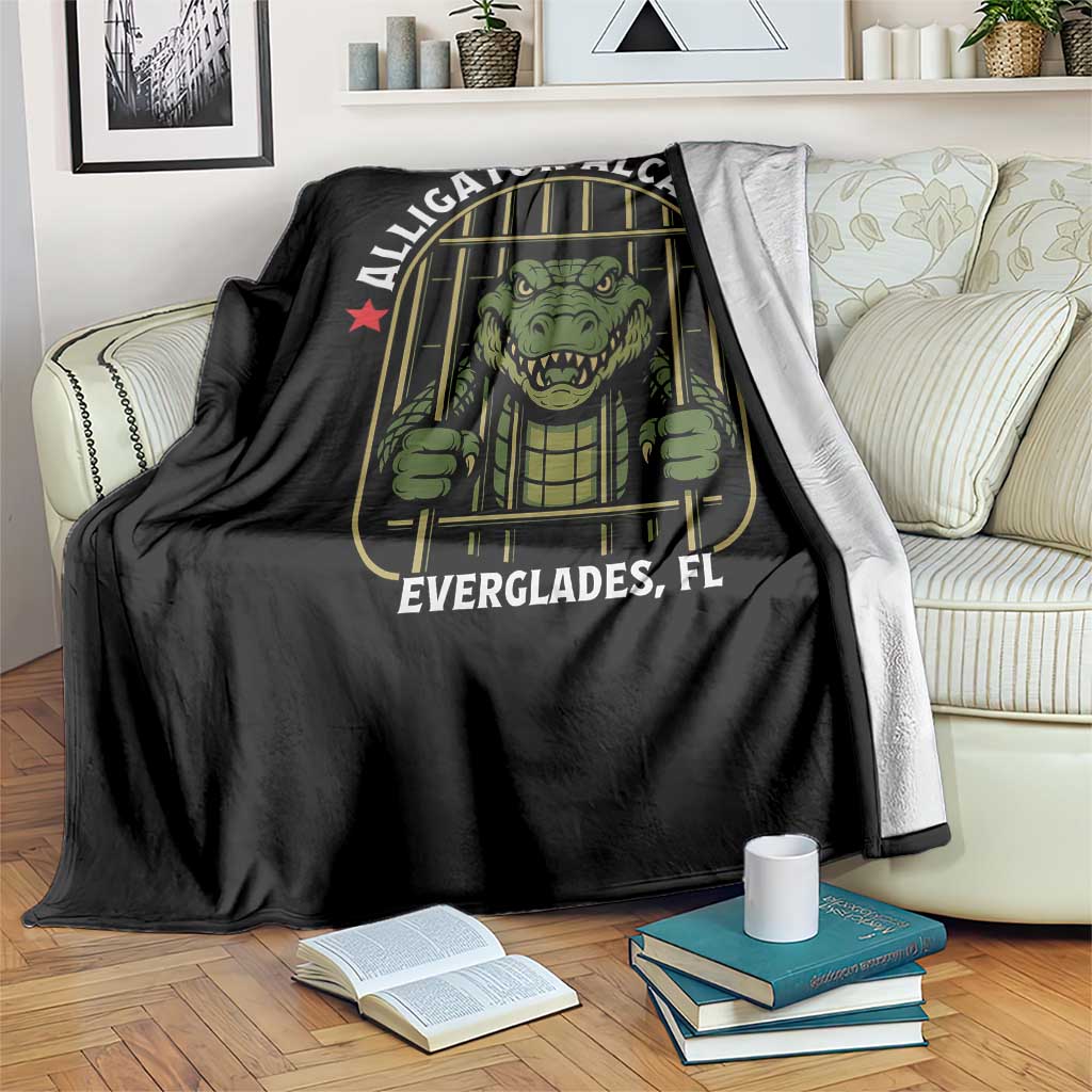 Funny Aligator Alcatraz Everglades Throw Blanket Alligator Prison Alligatraz Meme TS11 Print Your Wear