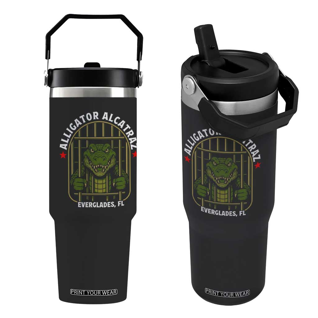 Funny Aligator Alcatraz Everglades Flip Straw Tumbler Alligator Prison Alligatraz Meme TS11 One Size: 30 oz Black Print Your Wear