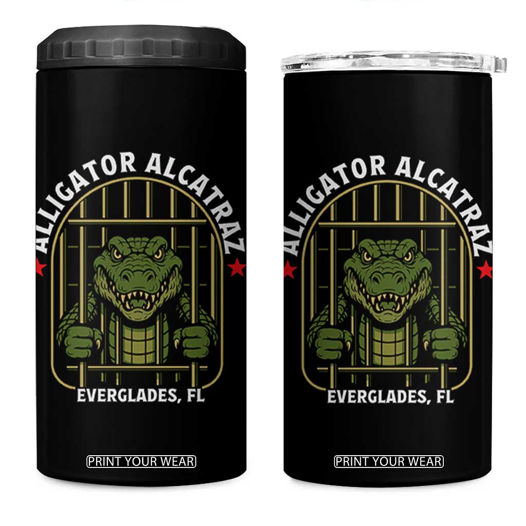Funny Aligator Alcatraz Everglades 4 in 1 Can Cooler Tumbler Alligator Prison Alligatraz Meme TS11 One Size: 16 oz Black Print Your Wear