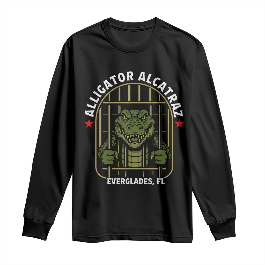 Funny Aligator Alcatraz Everglades Long Sleeve Shirt Alligator Prison Alligatraz Meme TS11 Black Print Your Wear