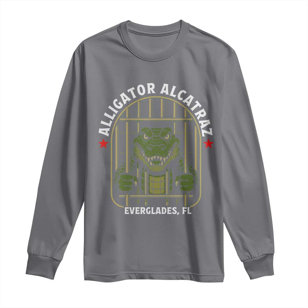 Funny Aligator Alcatraz Everglades Long Sleeve Shirt Alligator Prison Alligatraz Meme TS11 Charcoal Print Your Wear