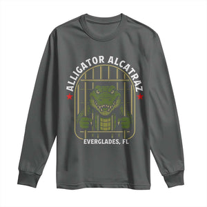 Funny Aligator Alcatraz Everglades Long Sleeve Shirt Alligator Prison Alligatraz Meme TS11 Dark Heather Print Your Wear