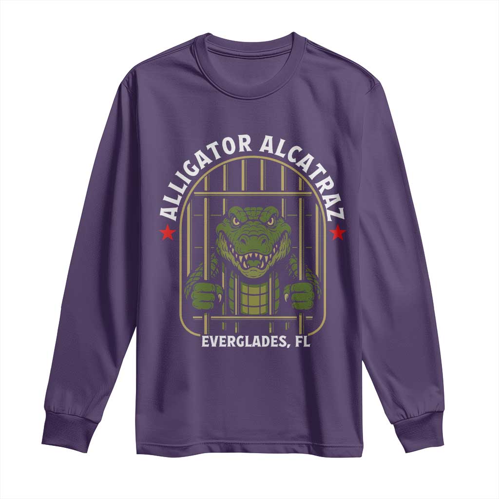 Funny Aligator Alcatraz Everglades Long Sleeve Shirt Alligator Prison Alligatraz Meme TS11 Purple Print Your Wear
