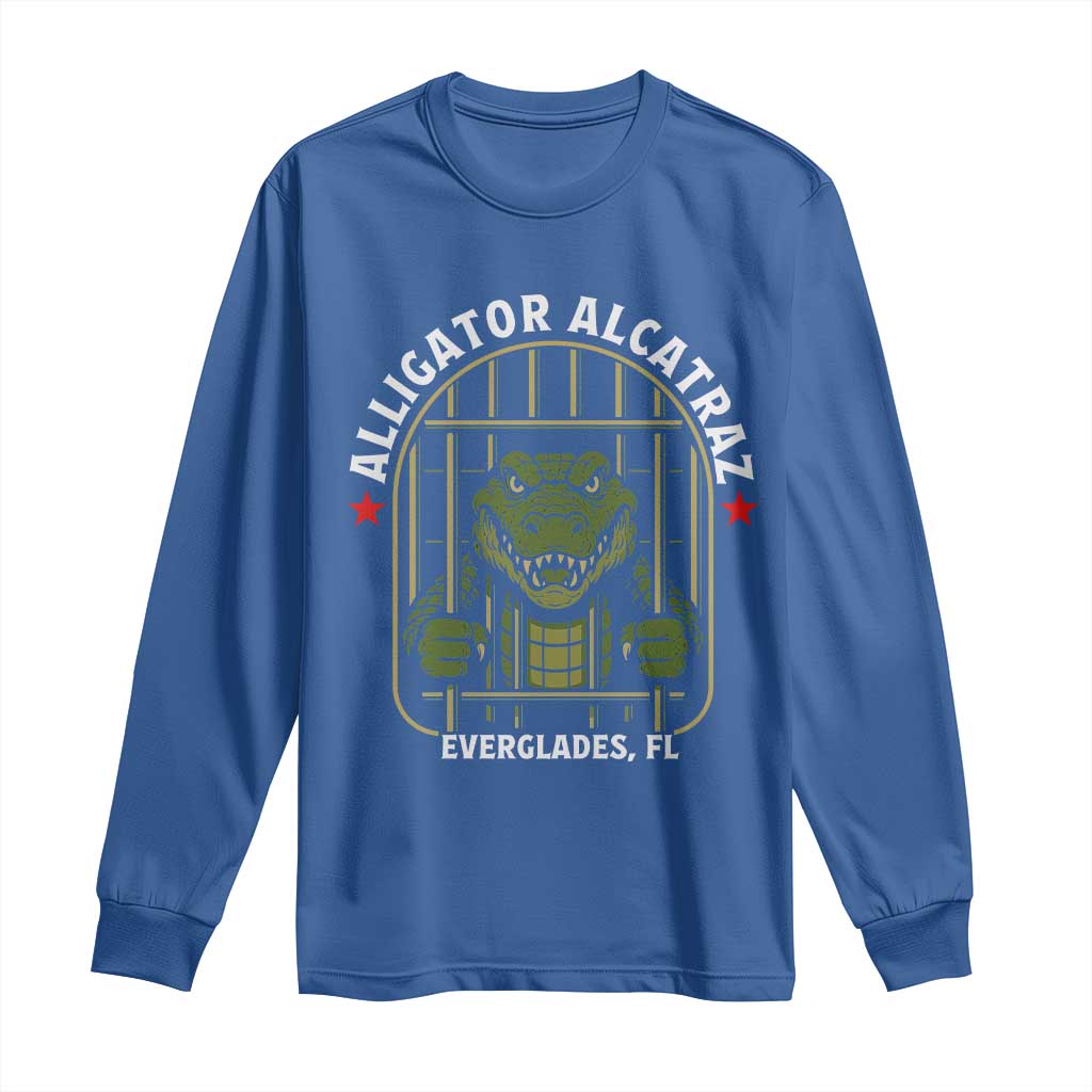 Funny Aligator Alcatraz Everglades Long Sleeve Shirt Alligator Prison Alligatraz Meme TS11 Royal Blue Print Your Wear