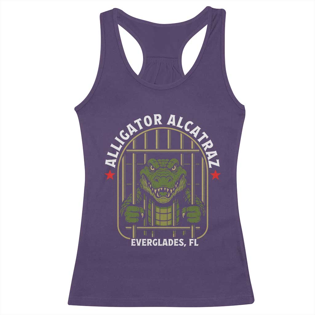 Funny Aligator Alcatraz Everglades Racerback Tank Top Alligator Prison Alligatraz Meme TS11 Purple Print Your Wear
