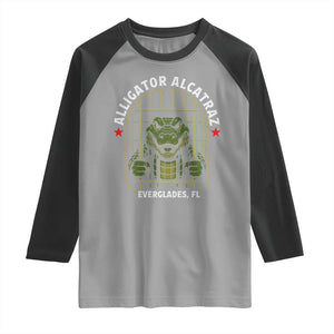 Funny Aligator Alcatraz Everglades Raglan Shirt Alligator Prison Alligatraz Meme TS11 Sport Gray Black Print Your Wear
