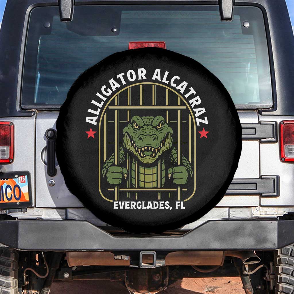 Funny Aligator Alcatraz Everglades Spare Tire Cover Alligator Prison Alligatraz Meme TS11 No hole Black Print Your Wear