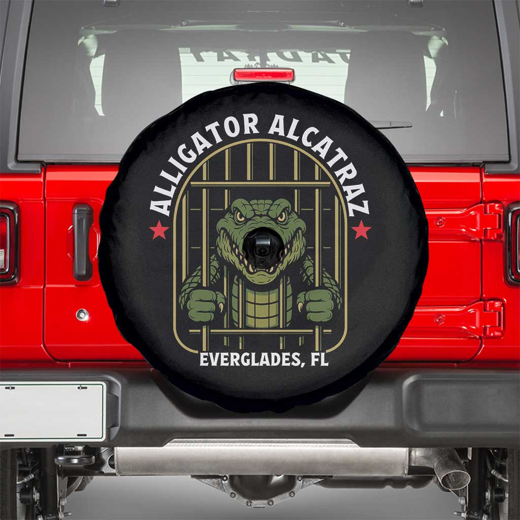 Funny Aligator Alcatraz Everglades Spare Tire Cover Alligator Prison Alligatraz Meme TS11 Black Print Your Wear
