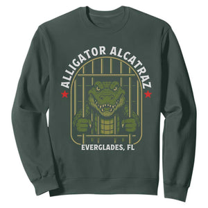 Funny Aligator Alcatraz Everglades Sweatshirt Alligator Prison Alligatraz Meme TS11 Dark Forest Green Print Your Wear