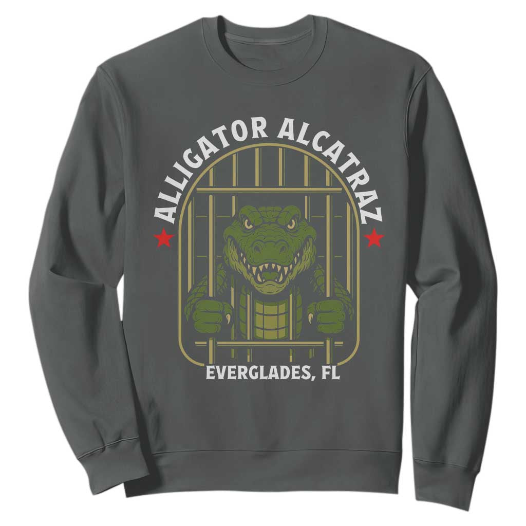 Funny Aligator Alcatraz Everglades Sweatshirt Alligator Prison Alligatraz Meme TS11 Dark Heather Print Your Wear
