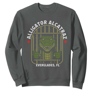 Funny Aligator Alcatraz Everglades Sweatshirt Alligator Prison Alligatraz Meme TS11 Dark Heather Print Your Wear