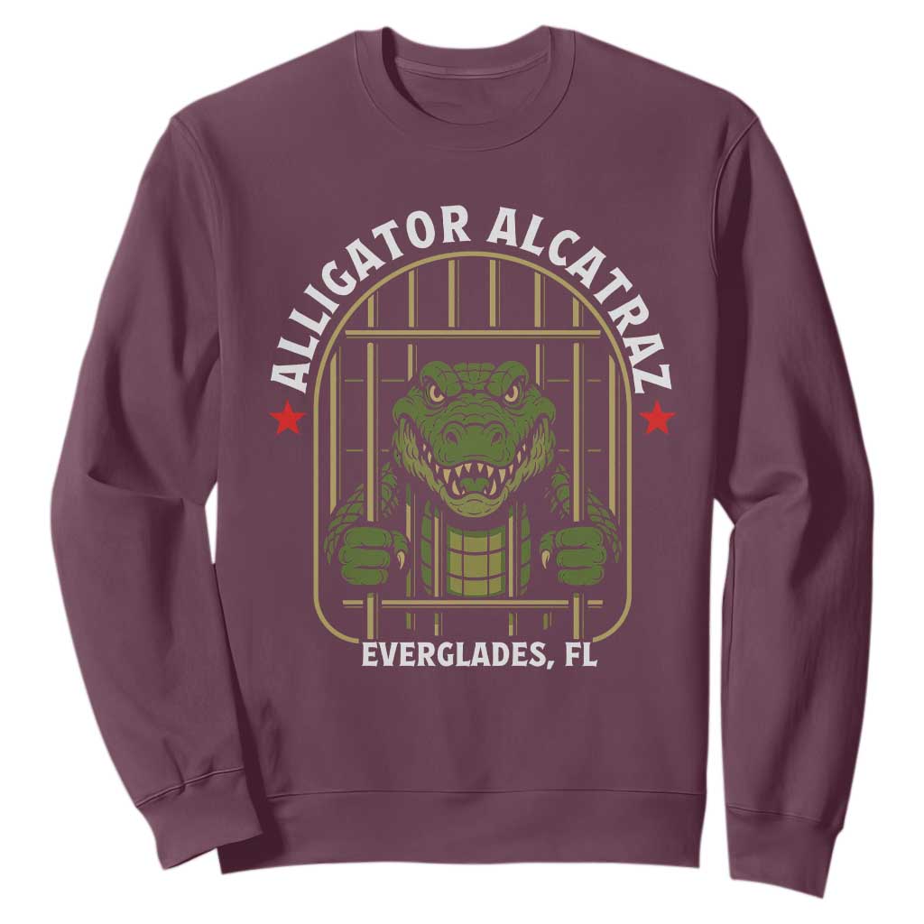 Funny Aligator Alcatraz Everglades Sweatshirt Alligator Prison Alligatraz Meme TS11 Maroon Print Your Wear