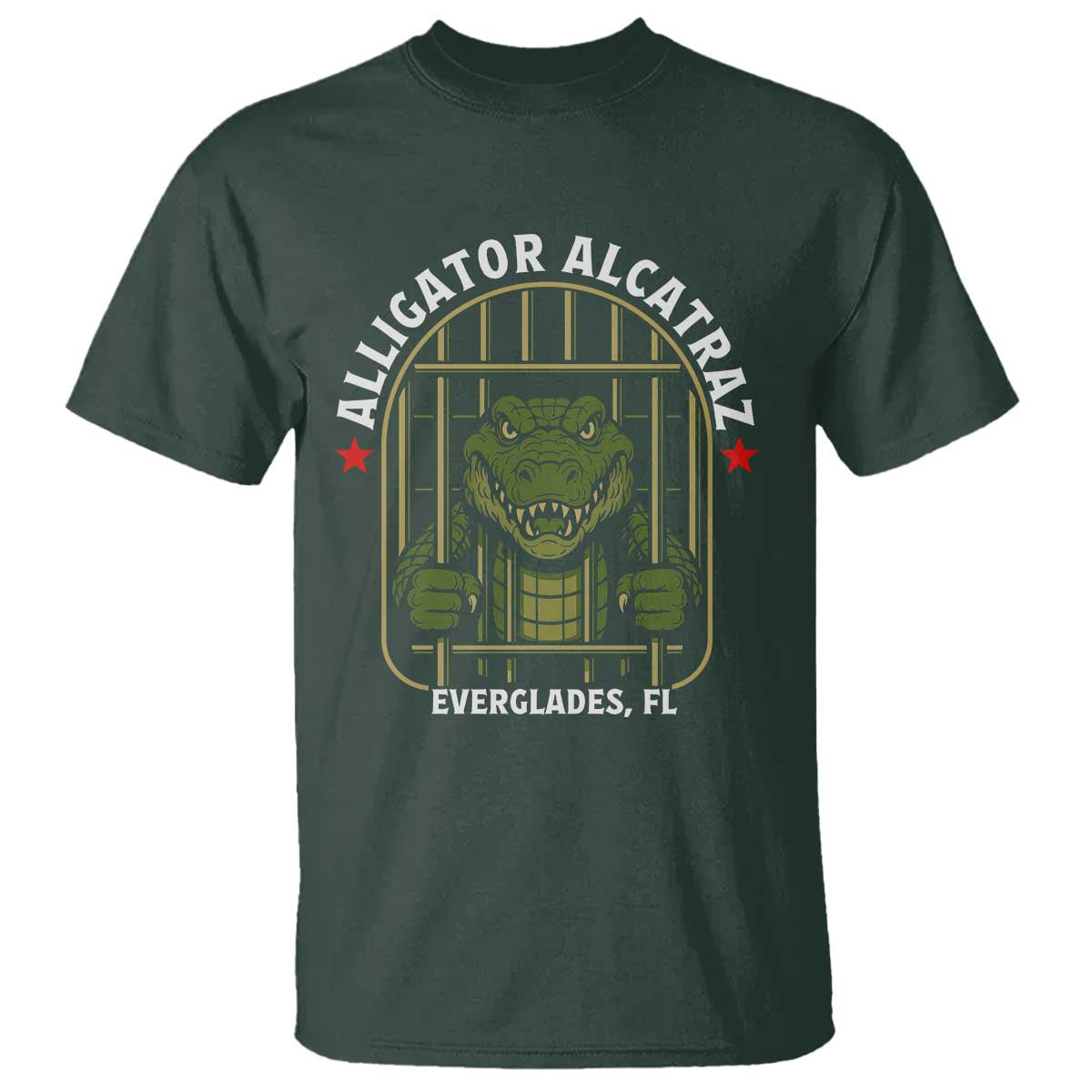 Funny Aligator Alcatraz Everglades T Shirt Alligator Prison Alligatraz Meme TS11 Dark Forest Green Print Your Wear