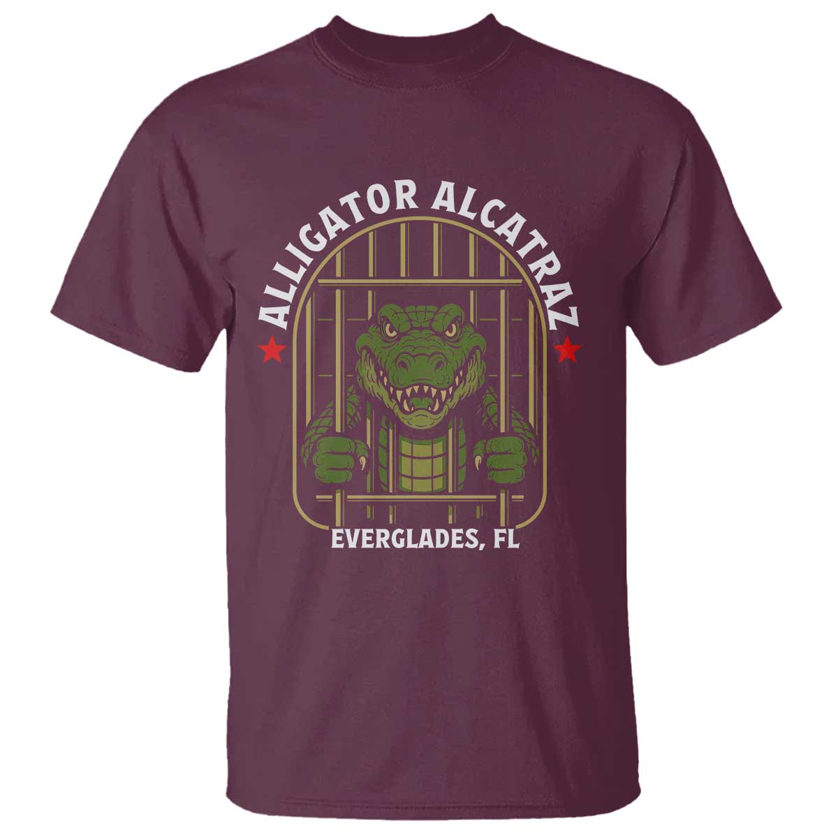 Funny Aligator Alcatraz Everglades T Shirt Alligator Prison Alligatraz Meme TS11 Maroon Print Your Wear
