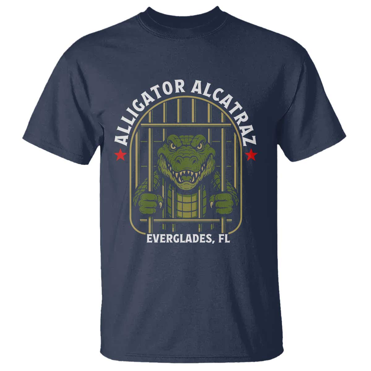 Funny Aligator Alcatraz Everglades T Shirt Alligator Prison Alligatraz Meme TS11 Navy Print Your Wear