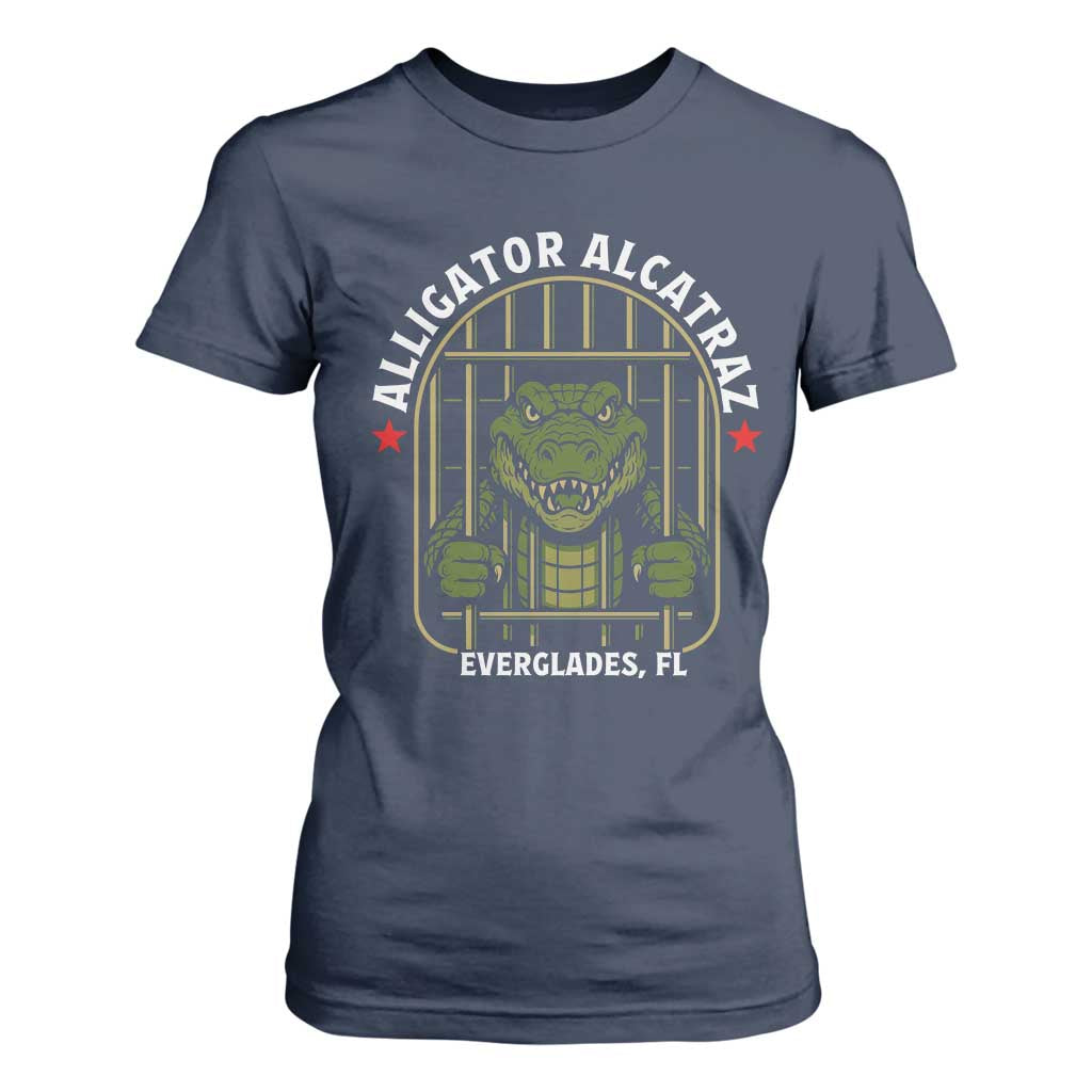 Funny Aligator Alcatraz Everglades T Shirt For Women Alligator Prison Alligatraz Meme TS11 Navy Print Your Wear