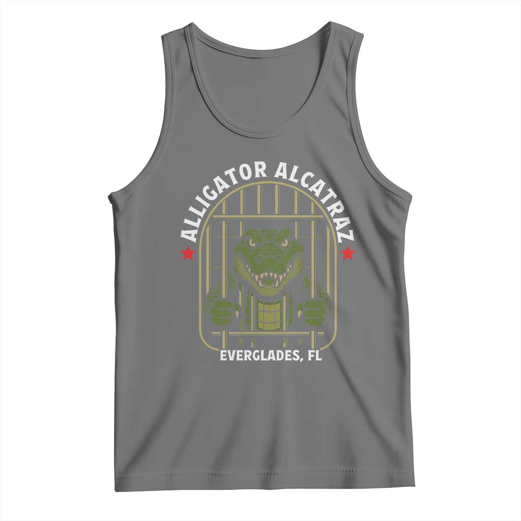 Funny Aligator Alcatraz Everglades Tank Top Alligator Prison Alligatraz Meme TS11 Black Heather Print Your Wear