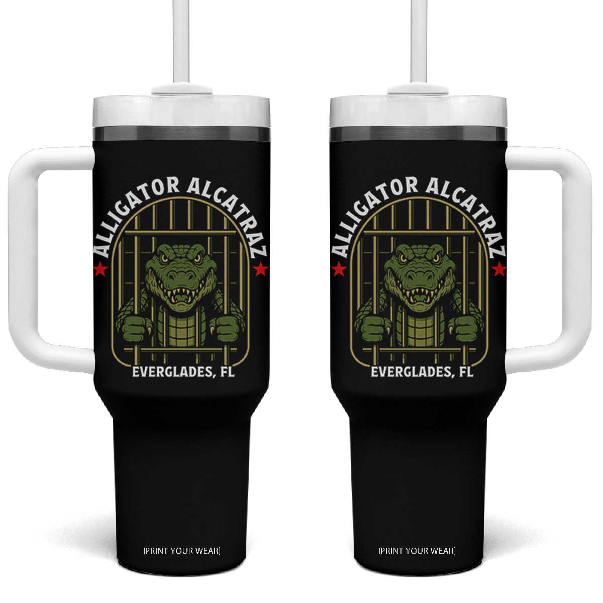 Funny Aligator Alcatraz Everglades Tumbler With Handle Alligator Prison Alligatraz Meme TS11 One Size: 40 oz Black Print Your Wear