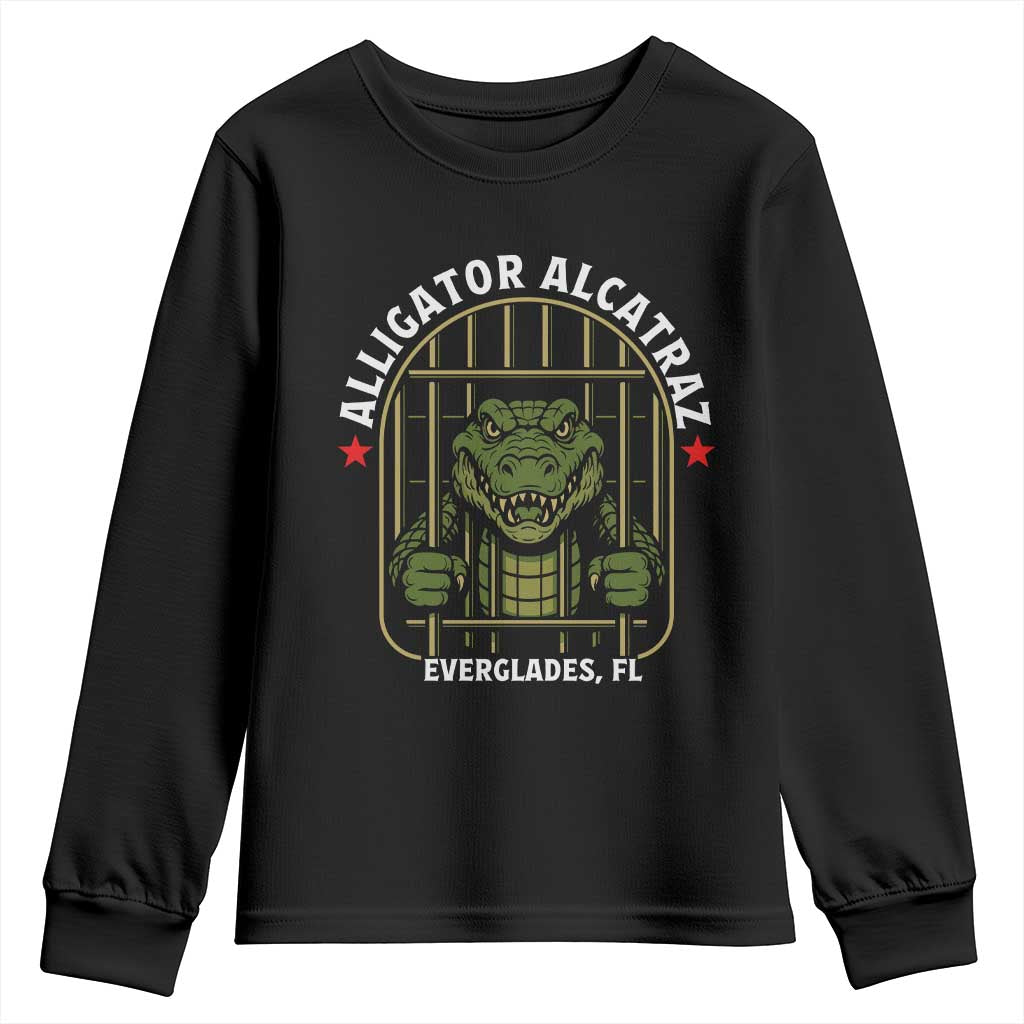 Funny Aligator Alcatraz Everglades Youth Sweatshirt Alligator Prison Alligatraz Meme TS11 Black Print Your Wear