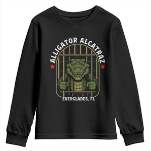 Funny Aligator Alcatraz Everglades Youth Sweatshirt Alligator Prison Alligatraz Meme TS11 Black Print Your Wear