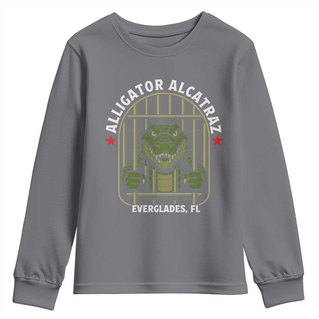 Funny Aligator Alcatraz Everglades Youth Sweatshirt Alligator Prison Alligatraz Meme TS11 Charcoal Print Your Wear