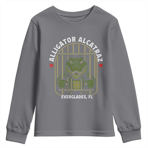 Funny Aligator Alcatraz Everglades Youth Sweatshirt Alligator Prison Alligatraz Meme TS11 Charcoal Print Your Wear