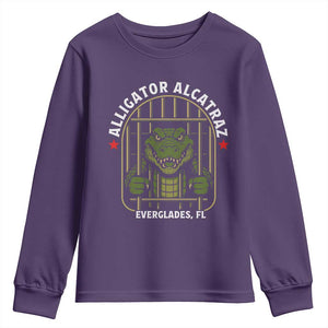 Funny Aligator Alcatraz Everglades Youth Sweatshirt Alligator Prison Alligatraz Meme TS11 Purple Print Your Wear