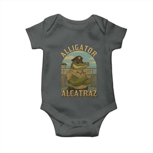Funny Aligator Alcatraz Everglades Baby Onesie Police Alligator Alligatraz Meme TS11 Dark Heather Print Your Wear