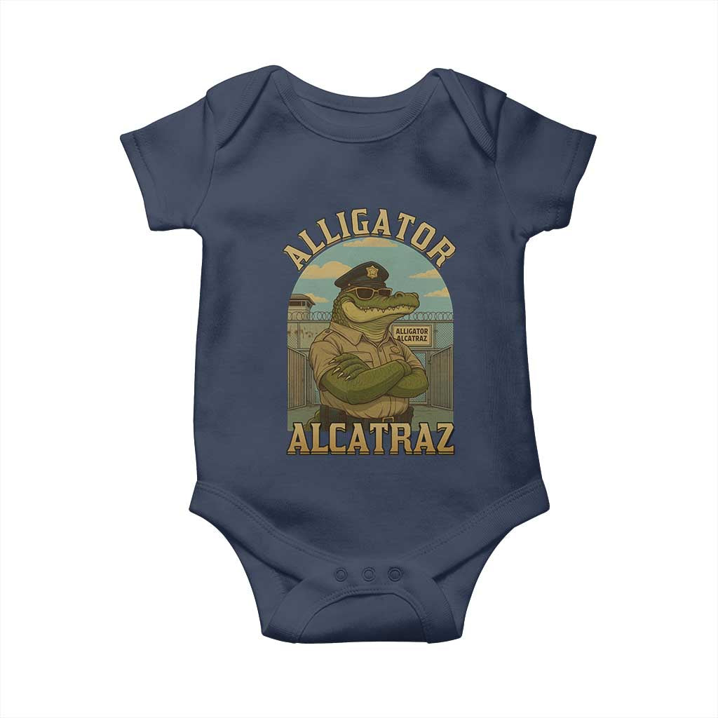 Funny Aligator Alcatraz Everglades Baby Onesie Police Alligator Alligatraz Meme TS11 Navy Print Your Wear