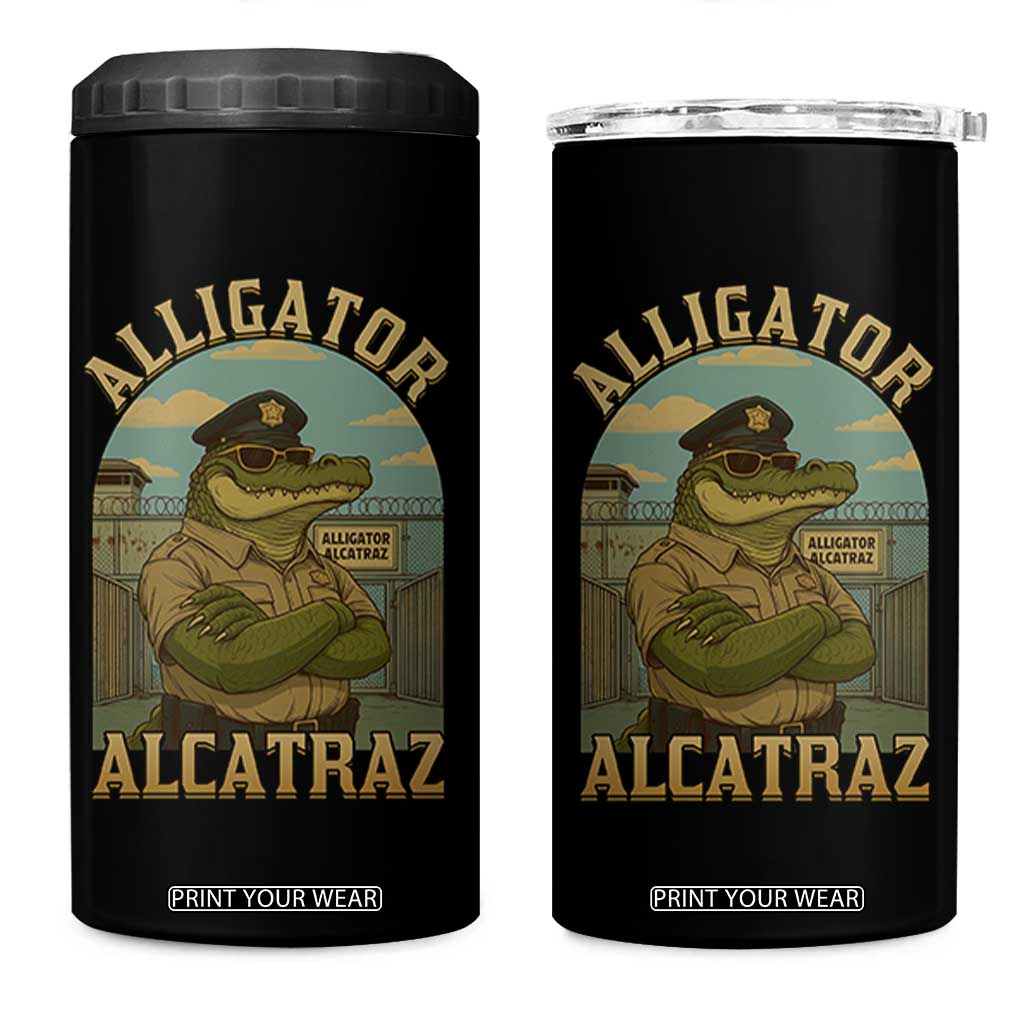 Funny Aligator Alcatraz Everglades 4 in 1 Can Cooler Tumbler Police Alligator Alligatraz Meme TS11 One Size: 16 oz Black Print Your Wear