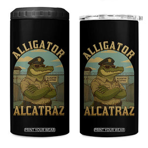 Funny Aligator Alcatraz Everglades 4 in 1 Can Cooler Tumbler Police Alligator Alligatraz Meme TS11 One Size: 16 oz Black Print Your Wear