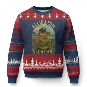 Funny Aligator Alcatraz Everglades Ugly Christmas Sweater Police Alligator Alligatraz Meme - Print Your Wear