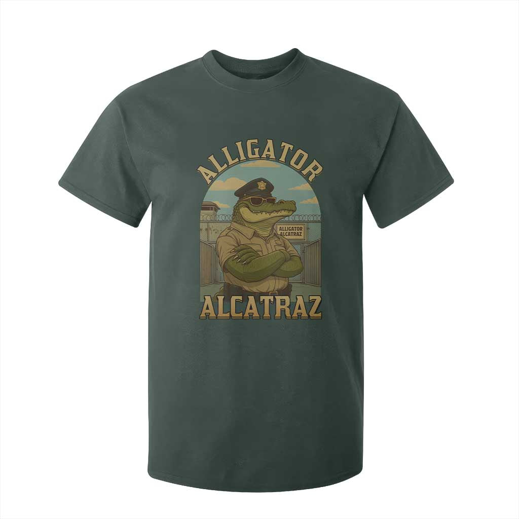 Funny Aligator Alcatraz Everglades T Shirt For Kid Police Alligator Alligatraz Meme TS11 Dark Forest Green Print Your Wear